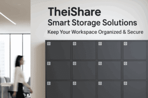 Modern office with TheiShare smart lockers.