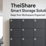 Modern office with TheiShare smart lockers.