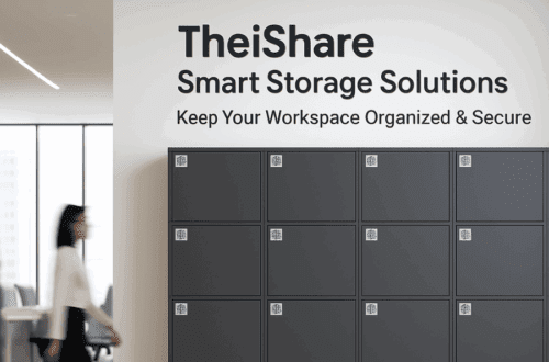 Modern office with TheiShare smart lockers.